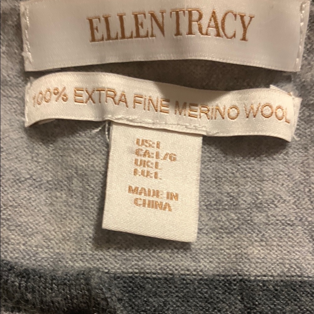 Ellen Tracy Gray Merino Wool Top